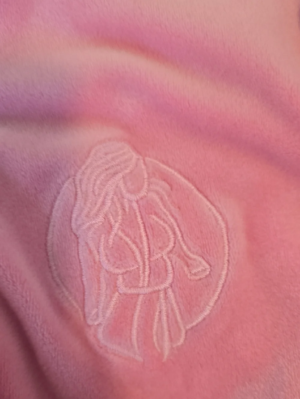 Light Pink Velour Wrap Robe with Embroidered Logo Sexy Little Robe. - Picture 3 of 4